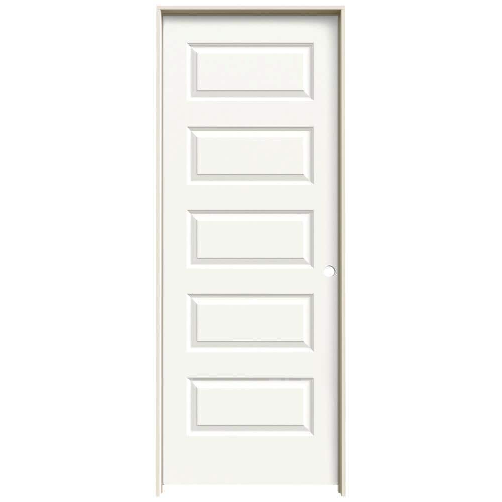 JELDWEN 30 in. x 80 in. Rockport White Painted LeftHand Smooth Molded Composite Single Prehung