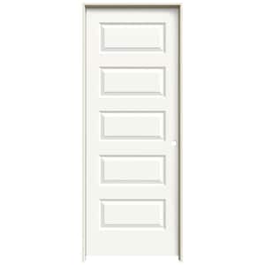 30 in. x 80 in. Rockport White Painted Left-Hand Smooth Molded Composite Single Prehung Interior Door