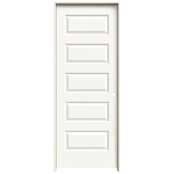 30 in. x 80 in. Rockport White Painted Left-Hand Smooth Molded Composite Single Prehung Interior Door
