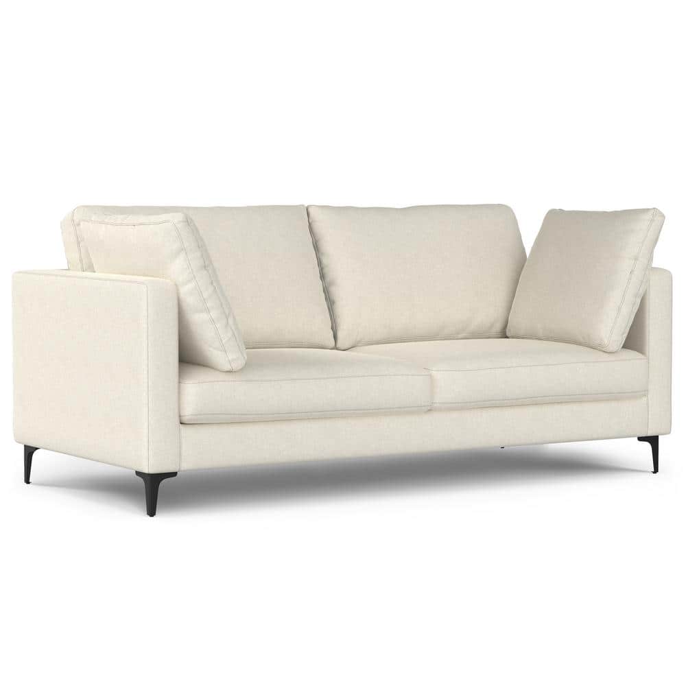 Ava 76-inch Cream Fabric Sofa and Ottoman Set