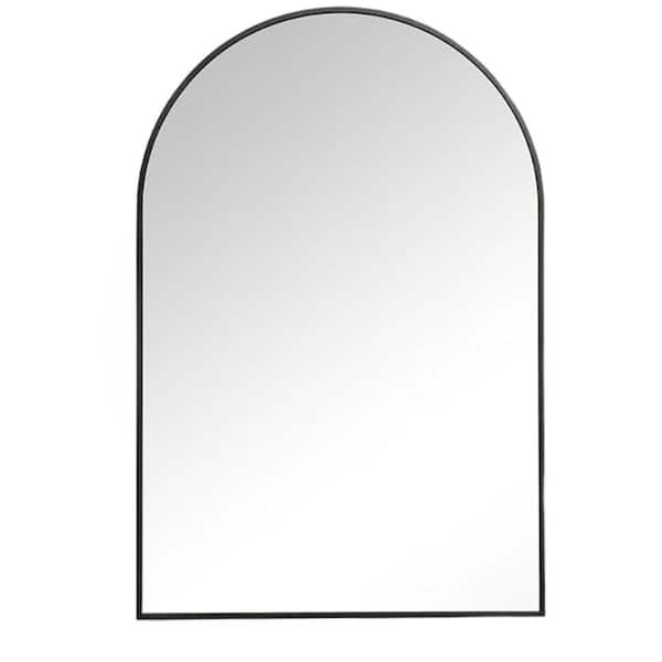 Afoxsos 20 in. W x 30 in. H Curve Arched Aluminum Framed Black Mirror for Bedroom, Entryway Hall, Living Room and Bathroom