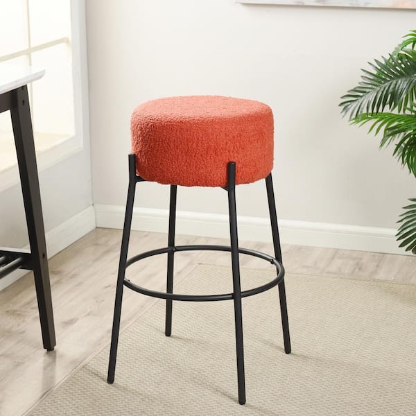 Soloist 26 in. Black Backless Metal Bar Stool with Fabric Seat