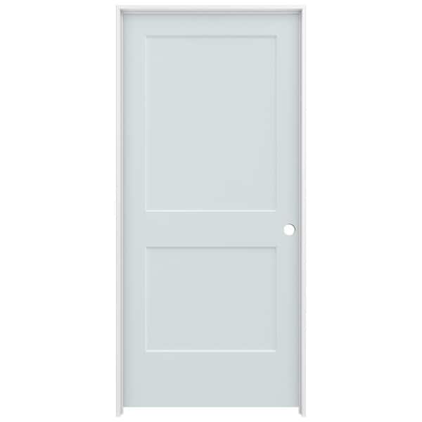 JELD-WEN 36 in. x 80 in. Monroe Light Gray Painted Left-Hand Smooth Solid Core Molded Composite MDF Single Prehung Interior Door