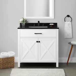 Ainsley 36 in. W x 22 in. D x 34 in. H Single Sink Bath Vanity in White with Black Granite Top