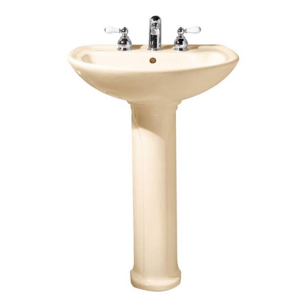 American Standard Cadet Pedestal Combo Bathroom Sink with 8 in. Faucet Centers in Bone