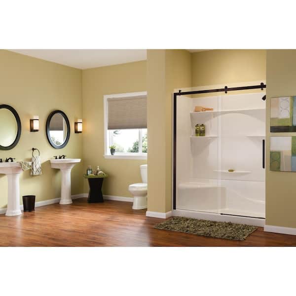 Alpine 56.5 in. - 59 in. x 75 in. Frameless Sliding Shower Door in Dark Bronze