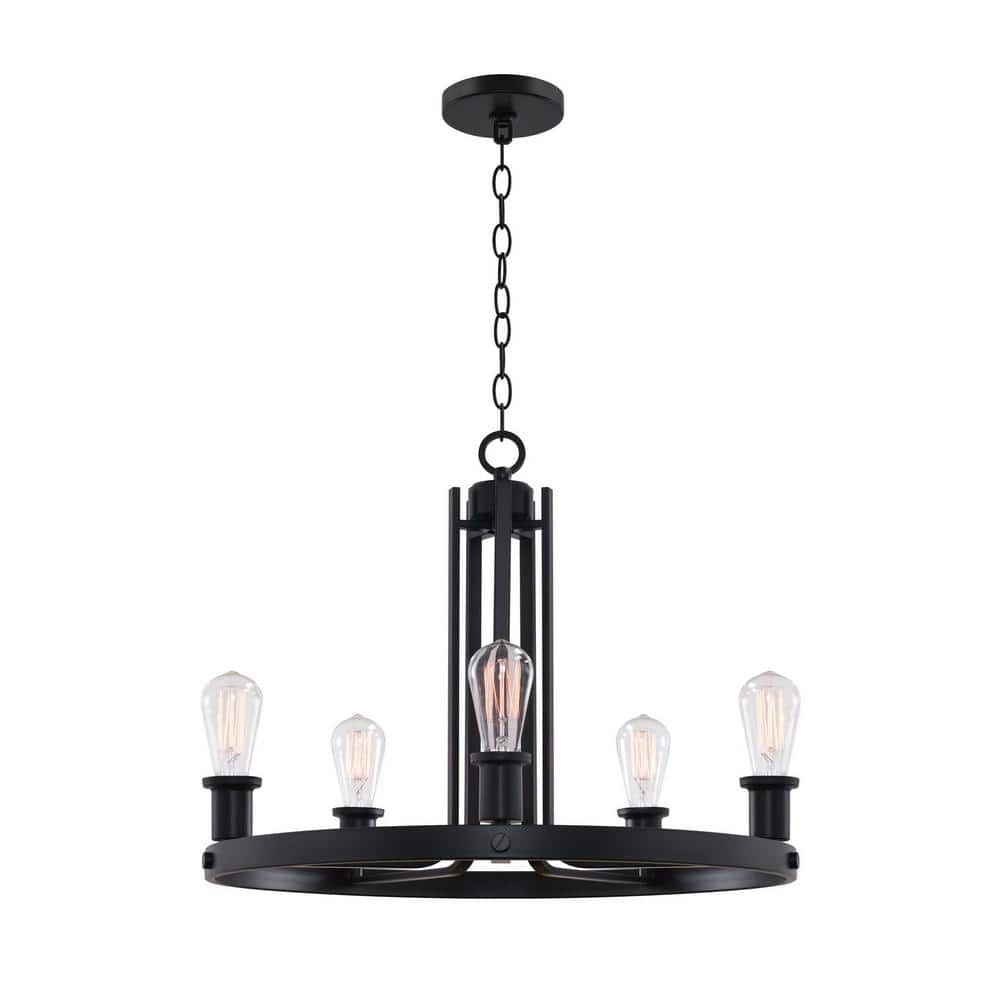 Bishop 23" Black Painted Metal Modern Farmhouse Chandelier