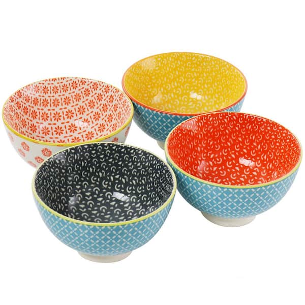 Gibson Home Nesting Bowl Set, Multi-Color, Pad Print, Decorated, Fine Ceramic, 3 Piece
