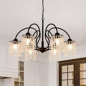 30.3 in. 6-Light Black Classic Farmhouse Crystal Chandelier for Kitchen Island