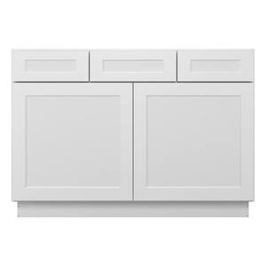 48-in W X 21-in D X 34.5-in H in Shaker White Plywood Ready to Assemble Floor Vanity Sink Base Kitchen Cabinet