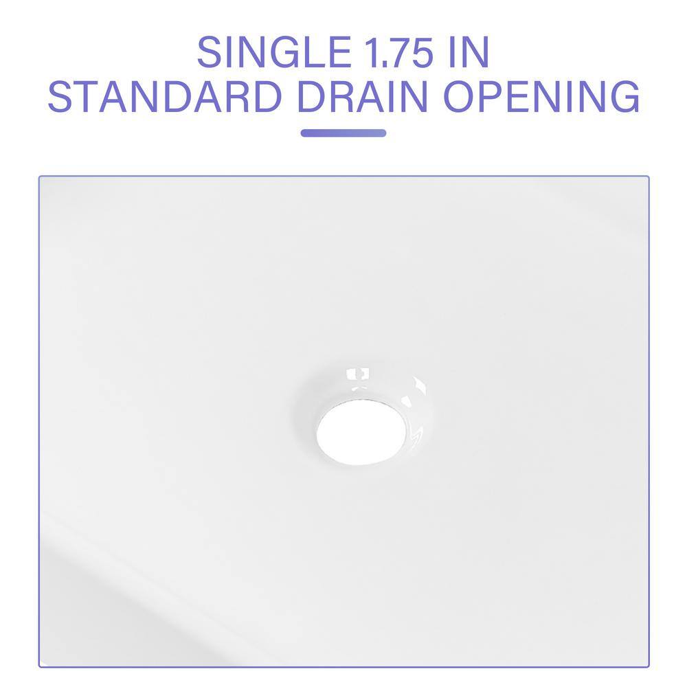 24'' x 16'' White Ceramic Rectangular Above-Counter Sink