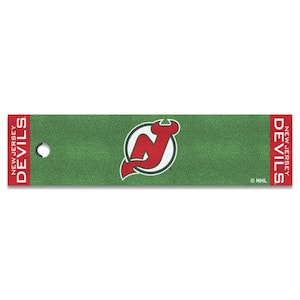 NHL Retro New Jersey Devils Green 2 ft. x 6 ft. Putting Green Mat Area Rug