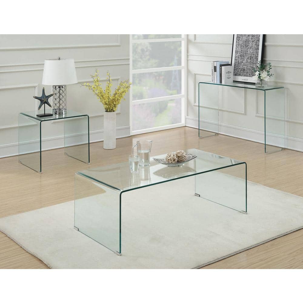 Clear Acrylic Square End Table with Curved Edges