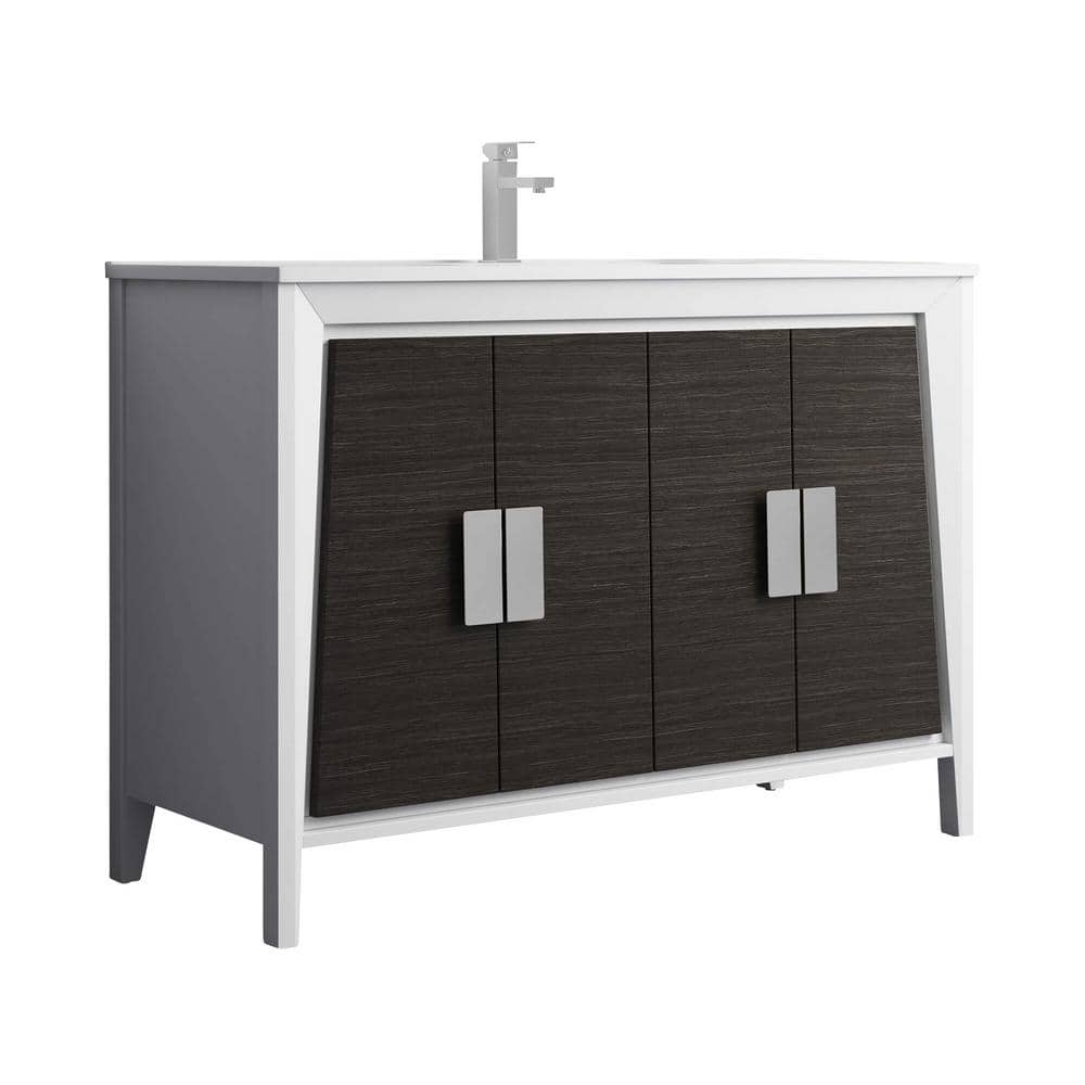 FINE FIXTURES Imperial 48 in. W x 18.11 in. D x 33.5 in. H Bathroom Vanity in Gray and White with White Ceramic Top -  IL48GW-VE4818W