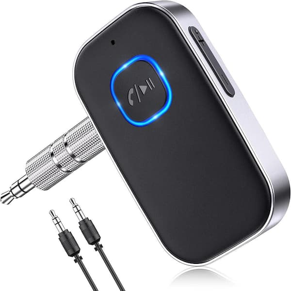 OBJLGEV Bluetooth Receiver Noise Cancelling 3.5mm AUX Car Adapter Wireless Audio for Headphone Hands-Free 16H Battery Black