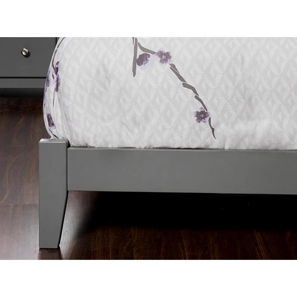 Madison Gray Queen Upholstered Wood Platform Bed with Headboard