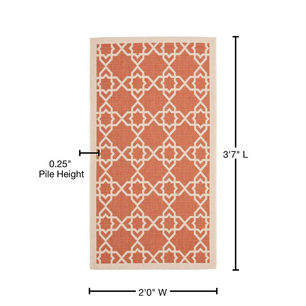 Terracotta Red 24" Easy-Care Synthetic Rectangular Rug