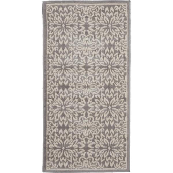 Jubilant Ivory/Gray doormat 2 ft. x 4 ft. Moroccan Farmhouse Area Rug