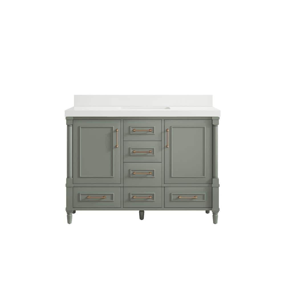 Hudson 48 in. W x 22 in. D x 36 in. H Single Sink Bath Vanity in Evergreen with 2 in. White Qt. Top price history on PriceWatchPro