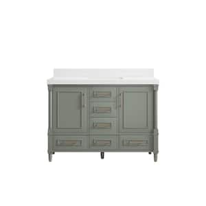 Hudson 48 in. W x 22 in. D x 36 in. H Single Sink Bath Vanity in Evergreen with 2 in. White Qt. Top