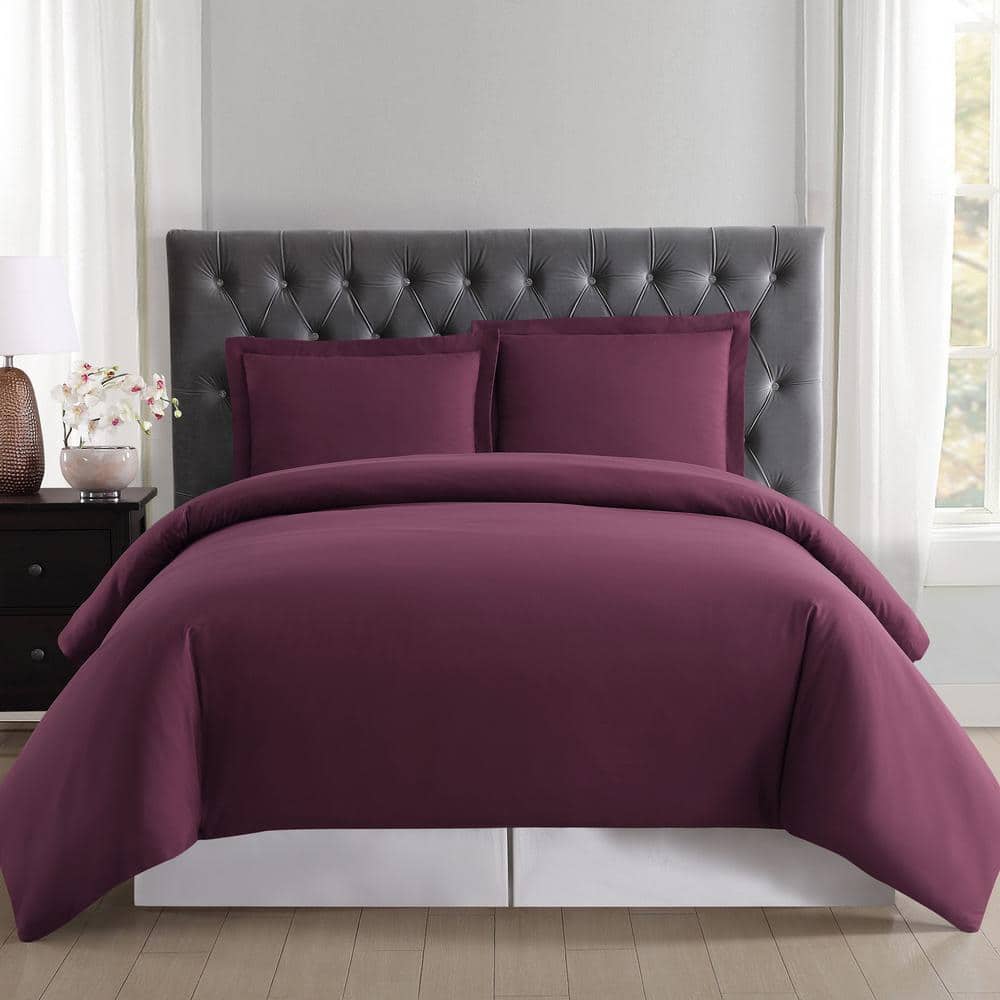 Twin Extra Long Everyday Duvet Cover Set Burgundy - Truly Soft
