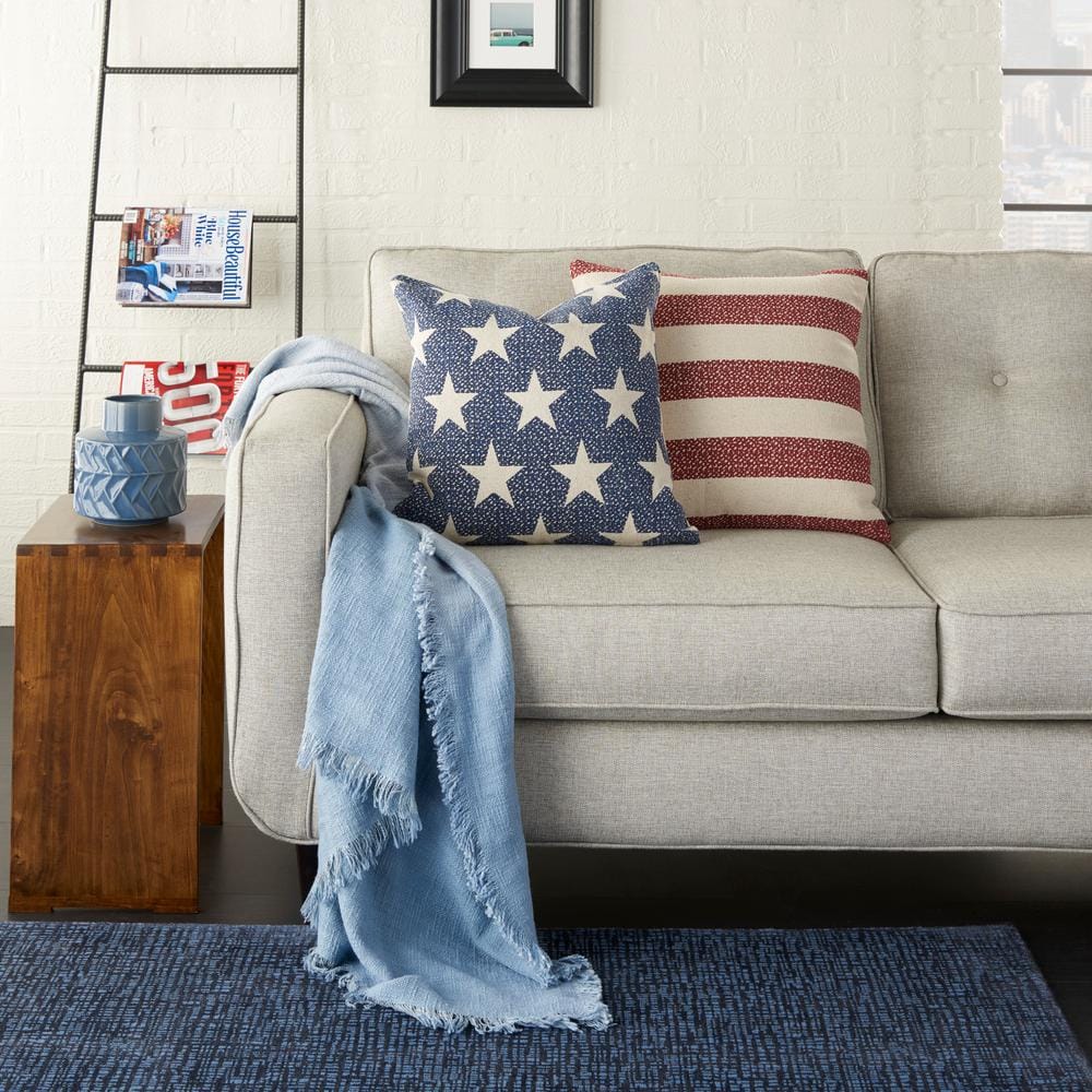 20"x20" Red and White Striped Square Throw Pillow