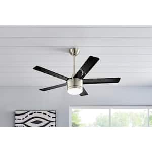 Merwry 48 in. Integrated LED Indoor Brushed Nickel Ceiling Fan with Light Kit and Remote Control