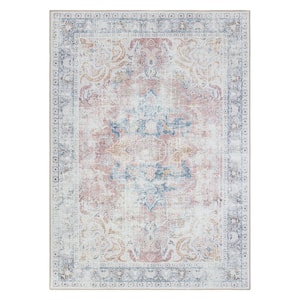 Rust 5 ft. x 7 ft. Bohemian Transitional Machine Washable Area Rug