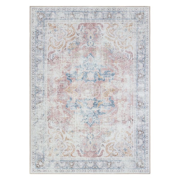 World Rug Gallery Rust 7 ft. 7 in. x 9 ft. 6 in. Bohemian Transitional Machine Washable Area Rug