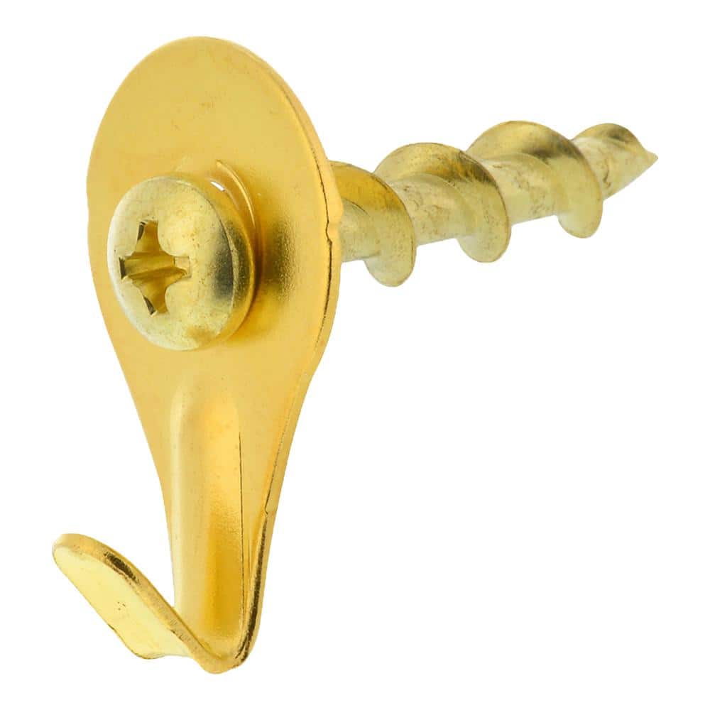 OOK 10-Piece Brass Borefast Self Drilling Screw with Utility Hook 9985339 -  The Home Depot