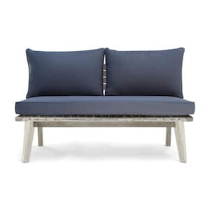 Balmoral Weathered Gray Wood Outdoor Loveseat with Gray Cushion