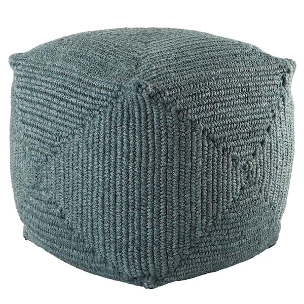 Unbranded Chadwick Indoor/ Outdoor Solid Teal Cube Pouf