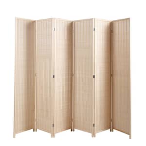 6-Panel Natural Bamboo Room Divider, Private Folding Portable Partition Screen for Home Office