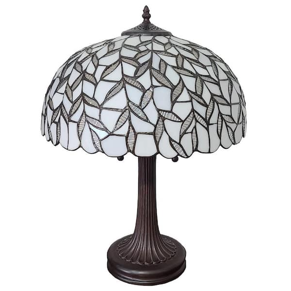 Unbranded 24 in. 2-Light White Tiffany Style Vintage Table Lamp