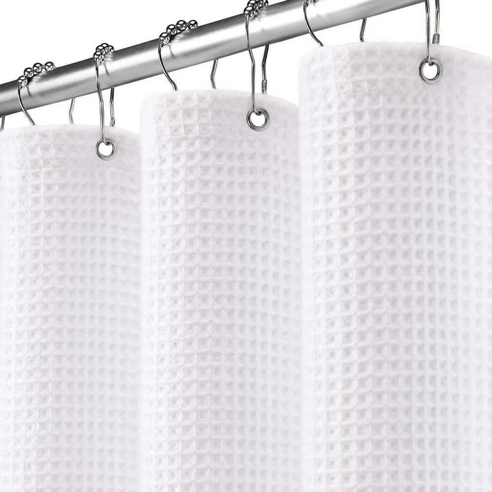 72 in. W x 72 in. L Cotton/Polyester Texture Heavyweight Waffle Weave Shower Curtain in White for Bathroom, Washable price history on PriceWatchPro