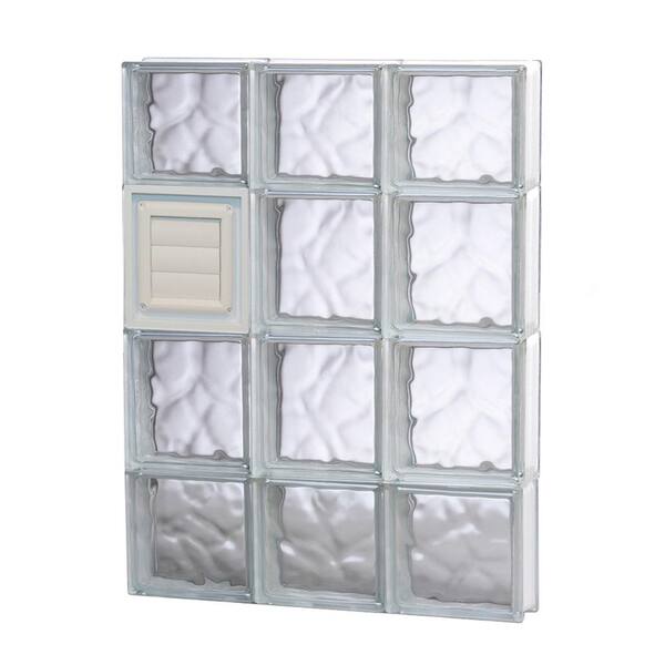 Clearly Secure 17.25 in. x 27 in. x 3.125 in. Frameless Wave Pattern Glass Block Window with Dryer Vent