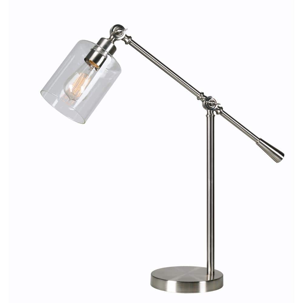 Steel Desk Lamp With Glass Shade, Glass Desk Lamps