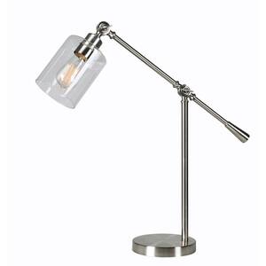 Thornton 25 in. Steel Desk Lamp with Glass Shade