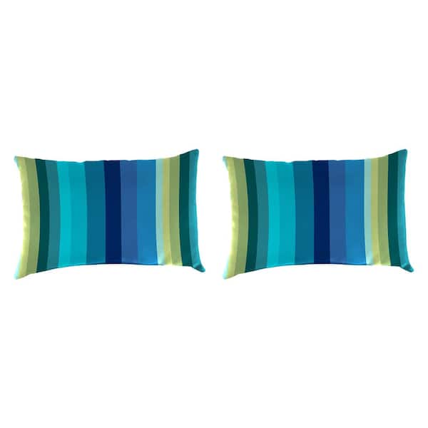 Jordan Manufacturing 18 in. L x 12 in. W x 4 in. T Islip Teal Outdoor Lumbar Throw Pillow (2-Pack)