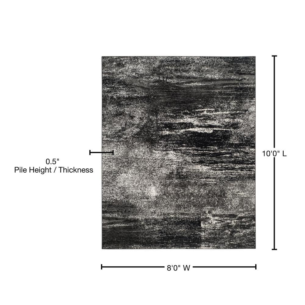 Selwyn Silver & Black Abstract Synthetic 8' x 10' Area Rug