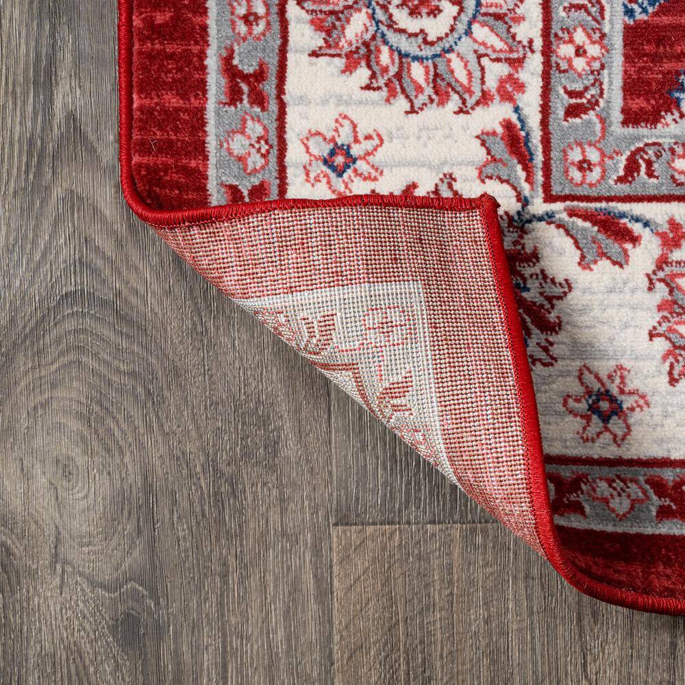 Red and Cream Synthetic Reversible Runner Rug, 4.3" x 36.61"