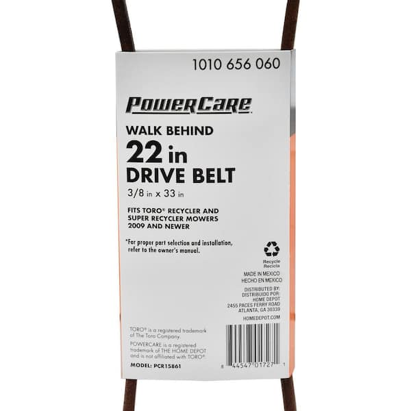 Powercare Drive Belt for RWD 22 in. Cut Toro WPM Mowers, Replaces