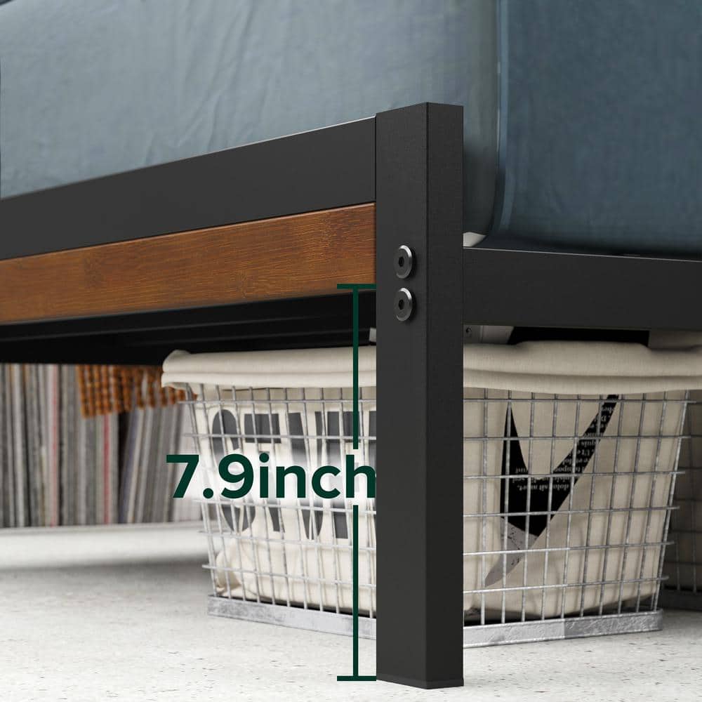 Kai Twin Bamboo and Metal Platform Bed Frame with Headboard