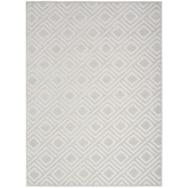 Nourison Casual Light Grey 7 ft. x 9 ft. Checker Contemporary Area Rug