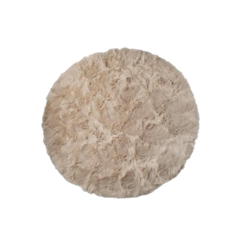 Luxe Faux Fur ARLINGTON CIRCULAR FAUX FUR RUG 6' DIAMETER - TAUPE