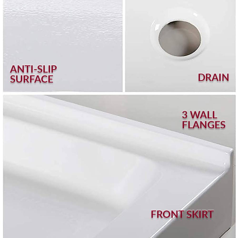 48'' White Acrylic Rectangular Single Shower Base