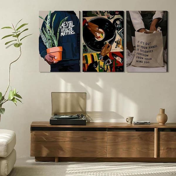 Fashion African American Black Man Prints Record Music DJ Canvas