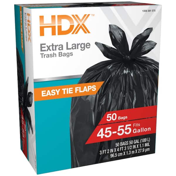 HDX 50 gal. Black Extra Large Trash Bags (50-Count)