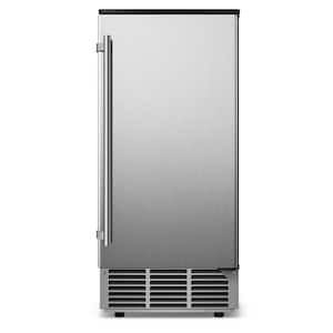 15 in. 80 lbs./24h Half Size Cube Freestanding/Built-In Ice Maker Machine in Stainless Steel With 25lbs. Ice Storage Bin
