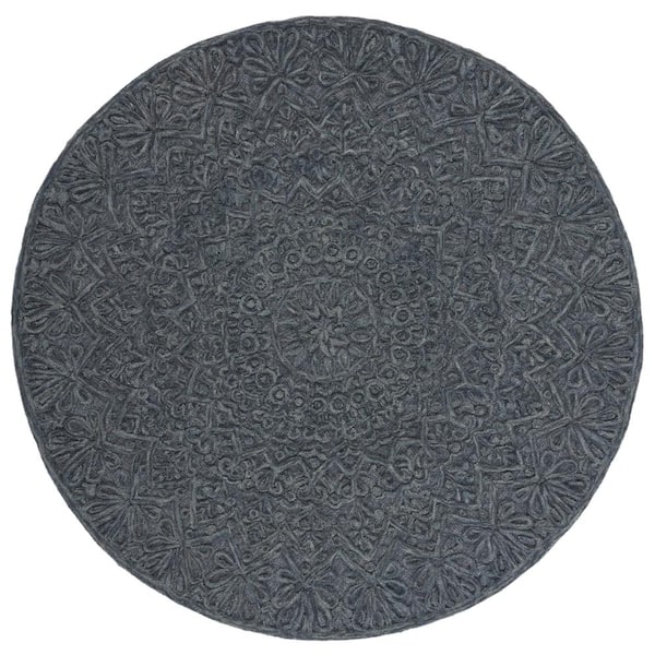 SAFAVIEH Trace Dark Gray 6 ft. x 6 ft. High-Low Round Area Rug